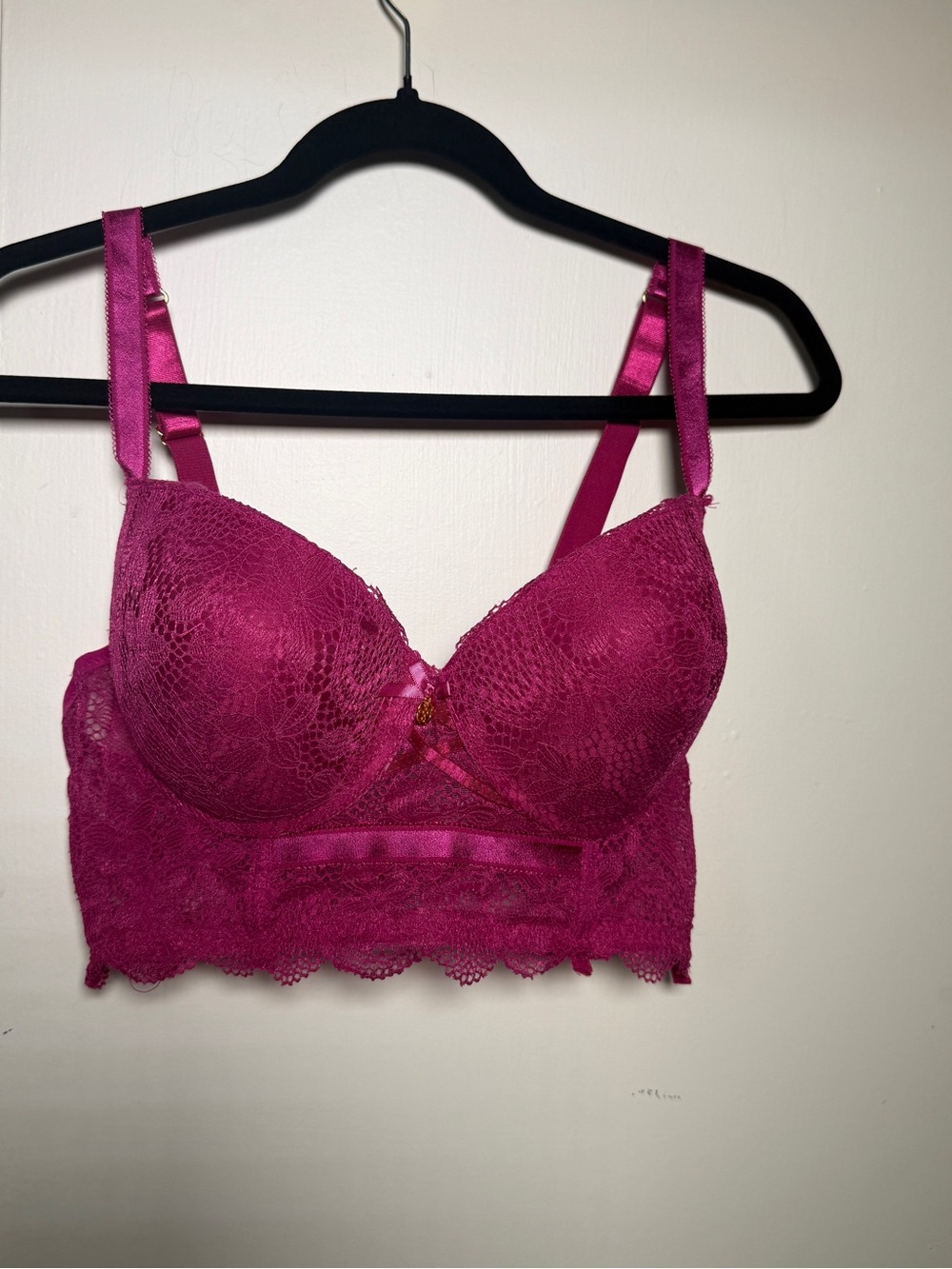 Daisy Fuentes Magenta Lace Longline Bra Bustier 38DD